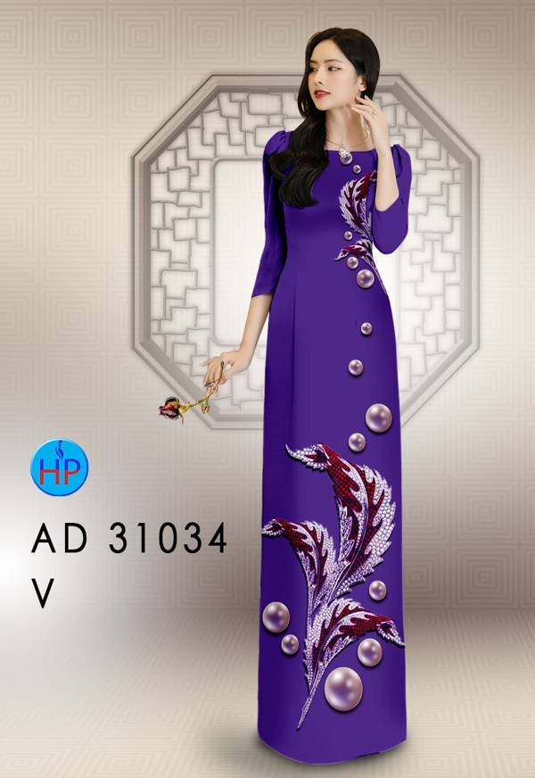 Vải Áo Dài Hoa In 3D AD 31034 16